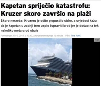 Kruzer umalo završio na plaži