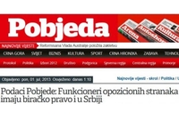 Pobjeda: Opozicija glasa i u Srbiji