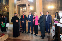 Dodik, Cvijanovićeva i Višković posjetili Hram Uspenja Presvete Bogorodice u Čajniču