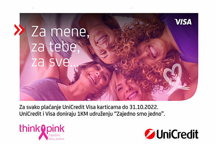 UniCredit у БиХ, заједно с компанијом Visa и Удружењем "Think pink – Заједно смо једно" и ове године наставља иницијативу "Мој круг подршке"