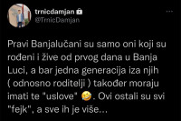 Раднику  Министарства због твита о "правим Бањалучанима" пријети дисциплински поступак