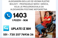 Aleksandri neophodan novac za liječenje, broj 1403 aktivan još samo par dana