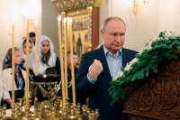 Putin prisustvovao božićnoj liturgiji u crkvi u Novo-Ogarjevu