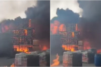 Gori fabrika: Vatra progutala magacin, sve dežurne ekipe na terenu (FOTO/VIDEO)
