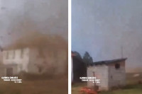 Снимљен разорни торнадо у Србији: Носио приколице, оштетио куће